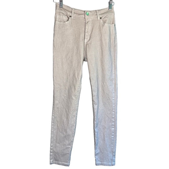 Boston Proper Metallic Coated Slim-Straight Jean | Silver | Size 8 - Picture 2 of 6